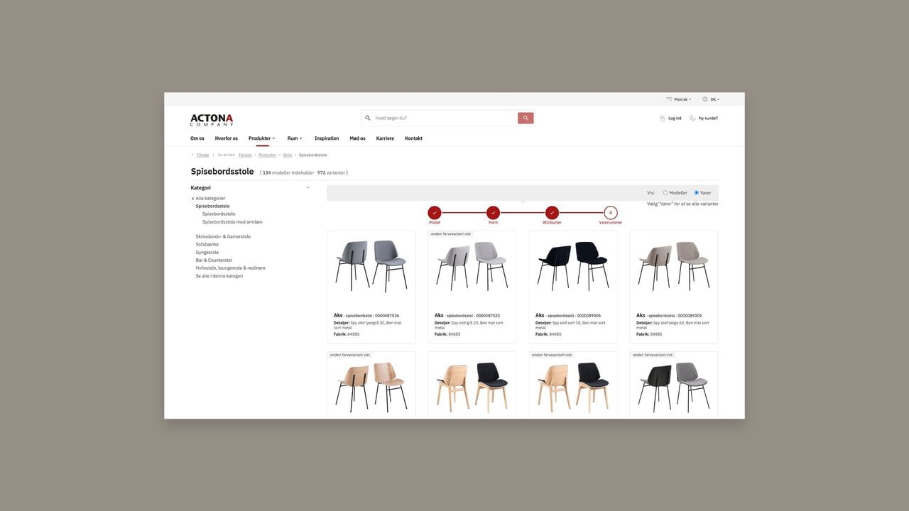 Produktudvalget på Actonas webshop