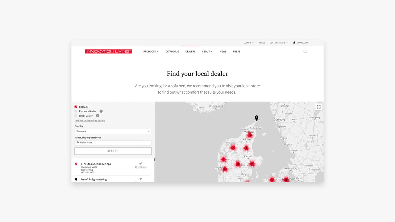 Find Innovation Living forhandler på website