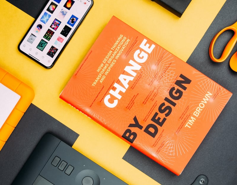 Picture of an orange book on a table