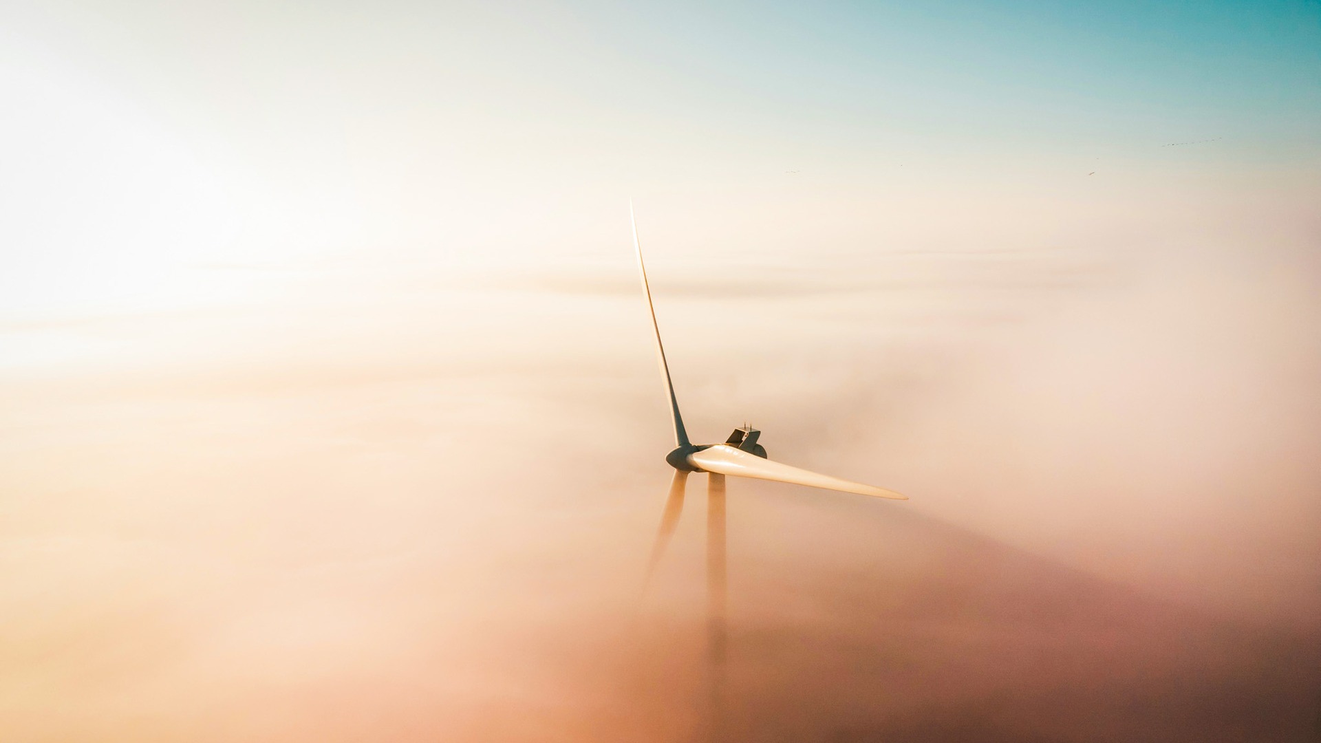 Wind turbine in the mist