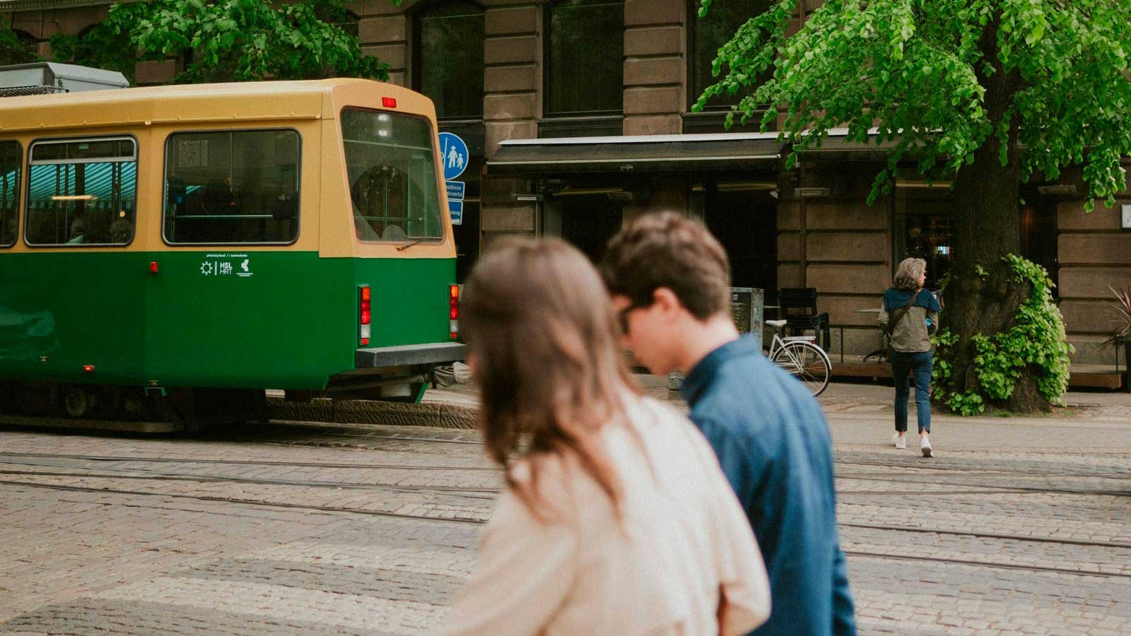 People walking on the streets of Helsinki, Finland