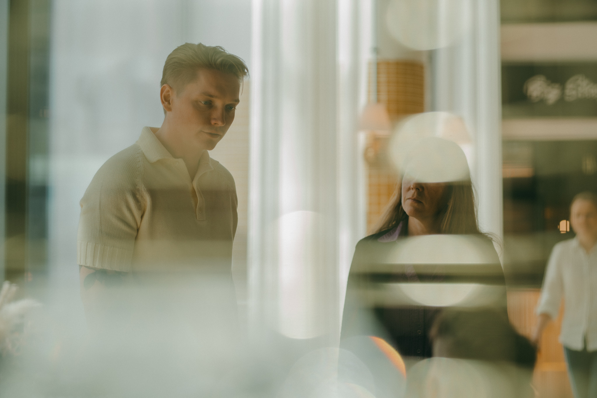 Two people talking